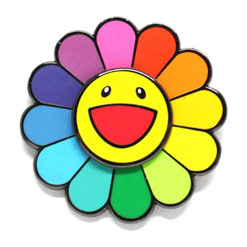 custom sunflower smile brooch badge colorful flower lapel pin
